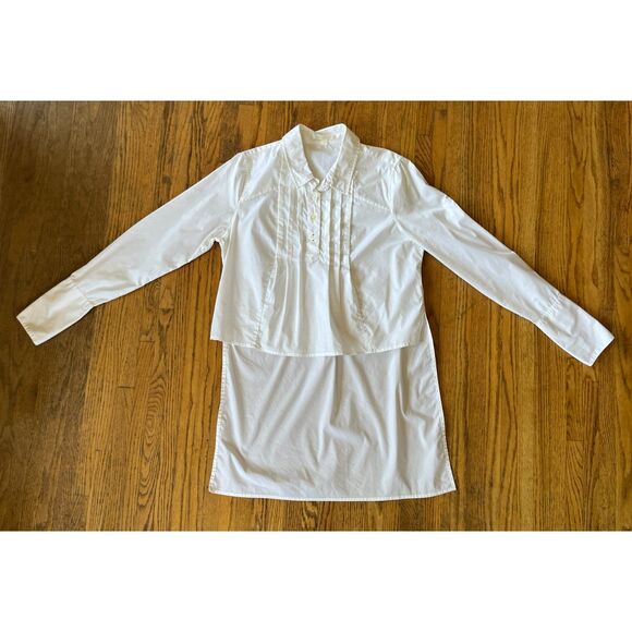 Jonathan Simkhai White High Low Button Up Shirt Top  Women's Size Large - Picture 3 of 9